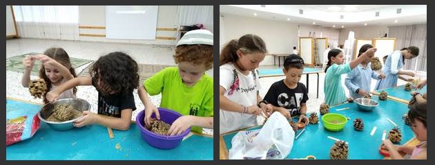 ילדים בחוג צפרות של קק"ל מכינים ארוחה לציפורים. צילום: יאיר פישמן, קק"ל