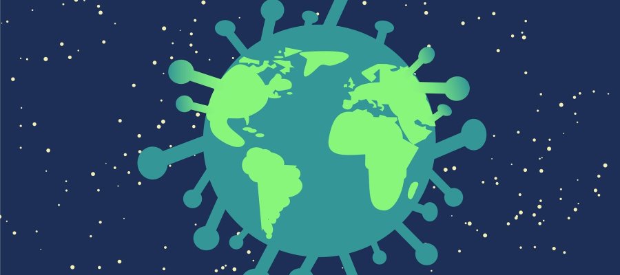 איור: כדור הארץ בצורת נגיף הקורונה. pixabay