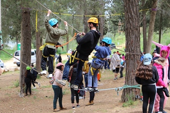 איזה כיף! משתתפים בפעילות מאתגרת ביער. צילום: יואב דביר