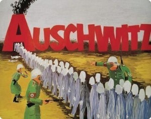 אושוויץ. איור של יוסף באו. באדיבות בית יוסף באו