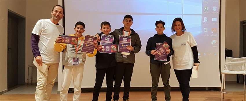 הקבוצה הזוכה מתיכון ברנקו וייס בית חשמונאי. צילום באדיבות הקבוצה