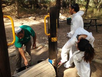 צובעים ומחדשים את המתקנים בפארק. צילום: ויקי יצחקי, קקל
