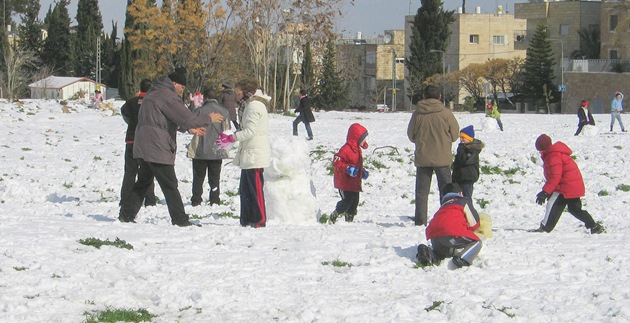 העיר בלבן: שלג בירושלים. צילום: הדר אפשטיין, ארכיון הצילומים של קק