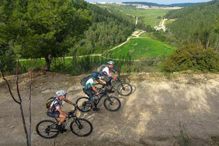 רוכבי אופניים בשביל עין השופט-הזורע. צילום: אילן שחם