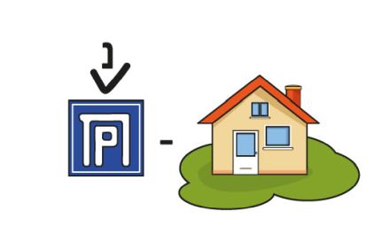 איור של בית ושל סימן חניה, בתוספת האות נ. מה יצא? 