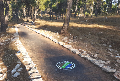 סימון מרחקי הליכה למען הצועדים בשביל הבריאות ביער ביריה.  צילום: מיטל קציר, קקל