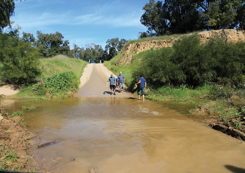 דרך מתקני המים - חציית נחל גרר לאחר גשם