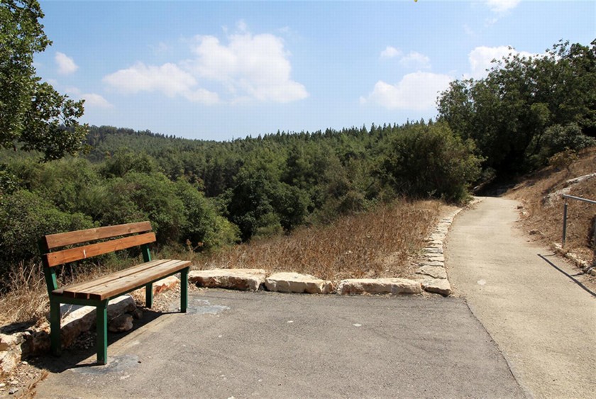 ספסל בצד השביל. צילום: יעקב שקולניק