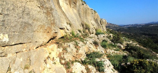 מדרגת הסלע שבו נמצא הצניר. צילום: יעקב שקולניק