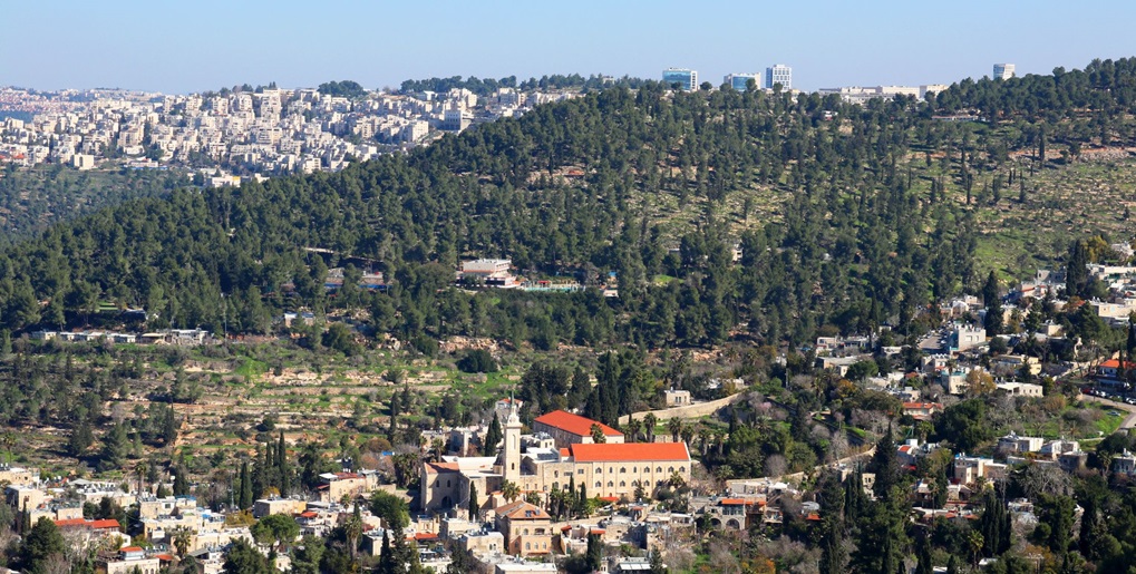 עין כרם על רקע יער ירושלים. צילום: יעקב שקולניק, ארכיון הצילומים של קקל